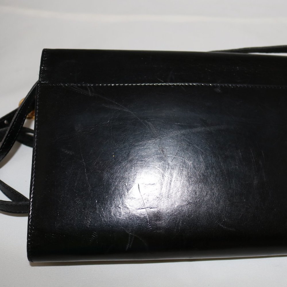 Vintage 1960 Albert Nipon Classic Black Leather H… - image 4